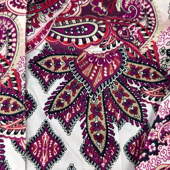 Chico's No-Iron Sateen Wing-Collar Shirt Women's Paisley Print Button Down Small - Picture 7 of 13